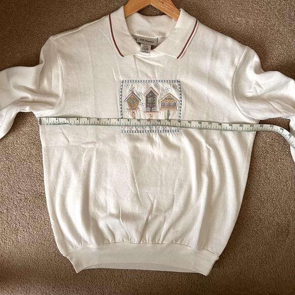 CW Classics Holiday Christmas Coquette Embroidered Pink Collared Sweater Size M - Picture 9 of 12